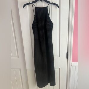 Stradivarius Black Pinstripe Backless Dress